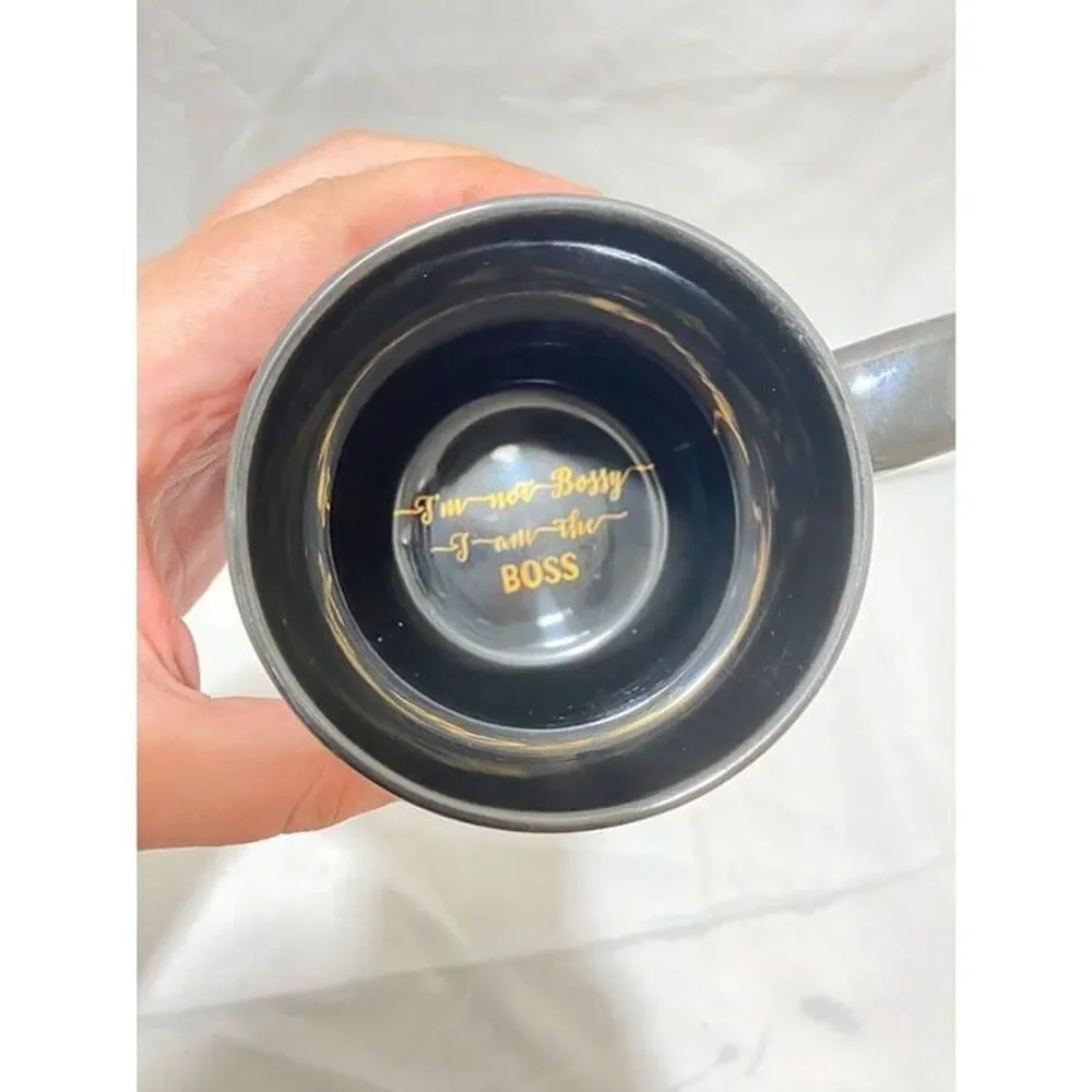Boss Lady Coffee Mug Black and Gold Size 4 Inch Tall X 3.75 Inch Diameter - Picture 7 of 7
